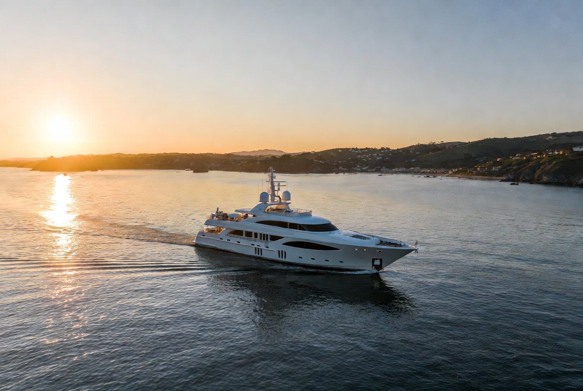 Luxury cruise deck at sunset